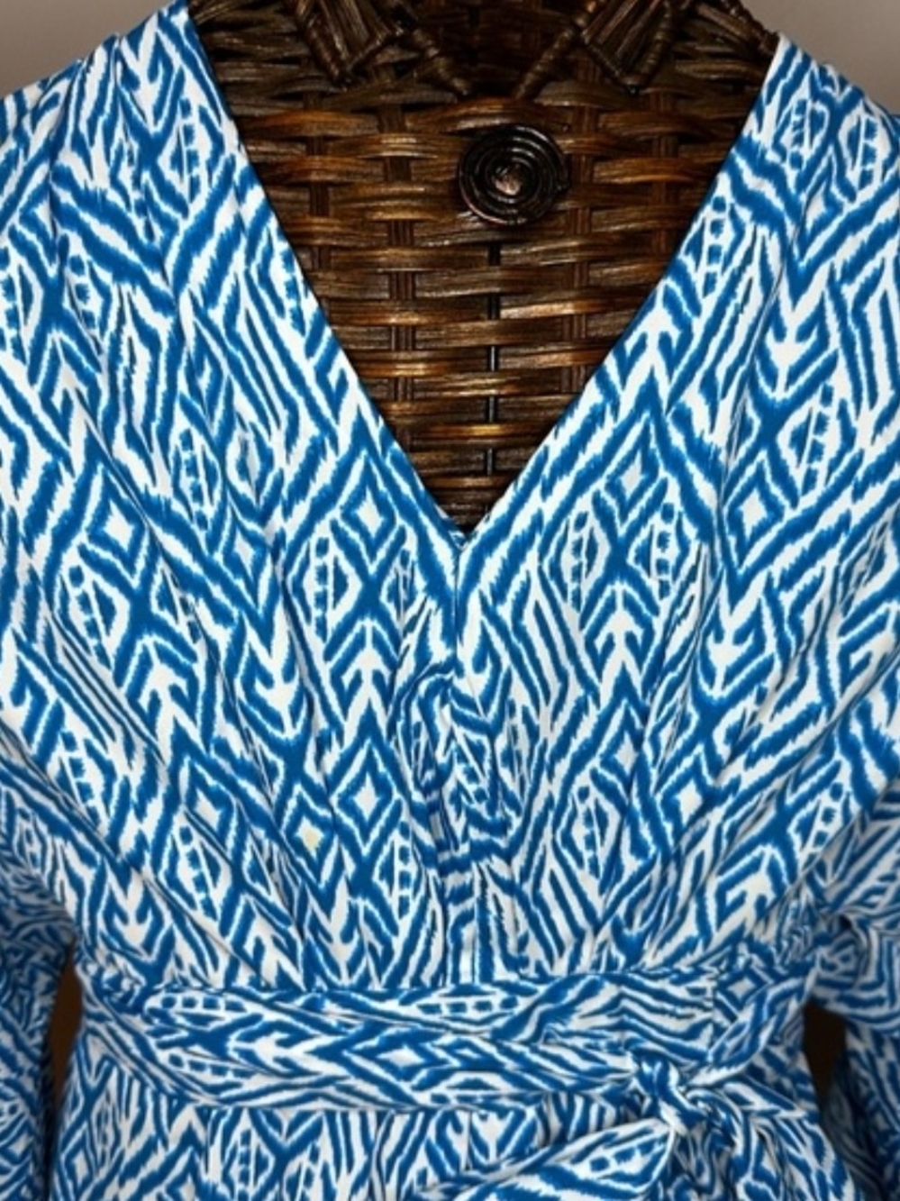 Coolibar Women's Blue Ikat Print Swim Cover-Up Dress - Size Medium - Picture 5 of 13
